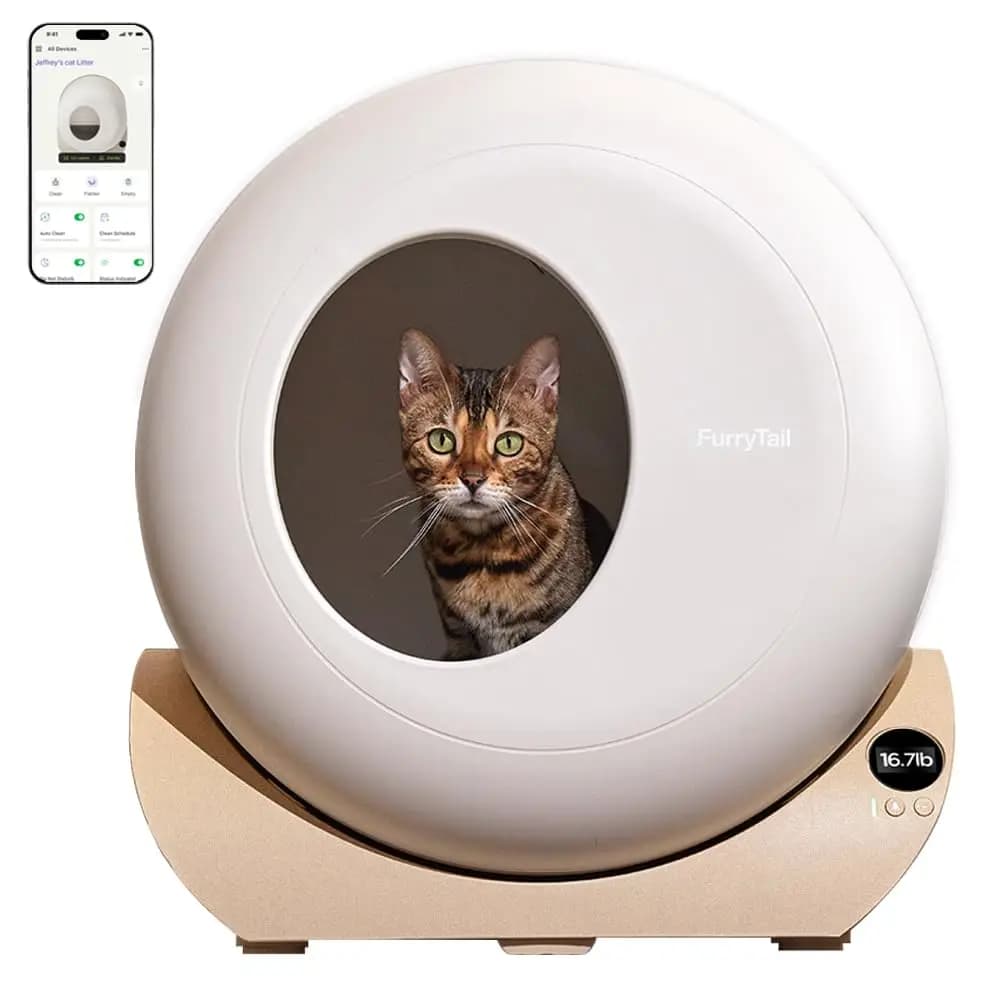 Self Cleaning Cat Litter Box Night Light & Odor Control, Spacious Large Waste Bin 40 Bags, Customized