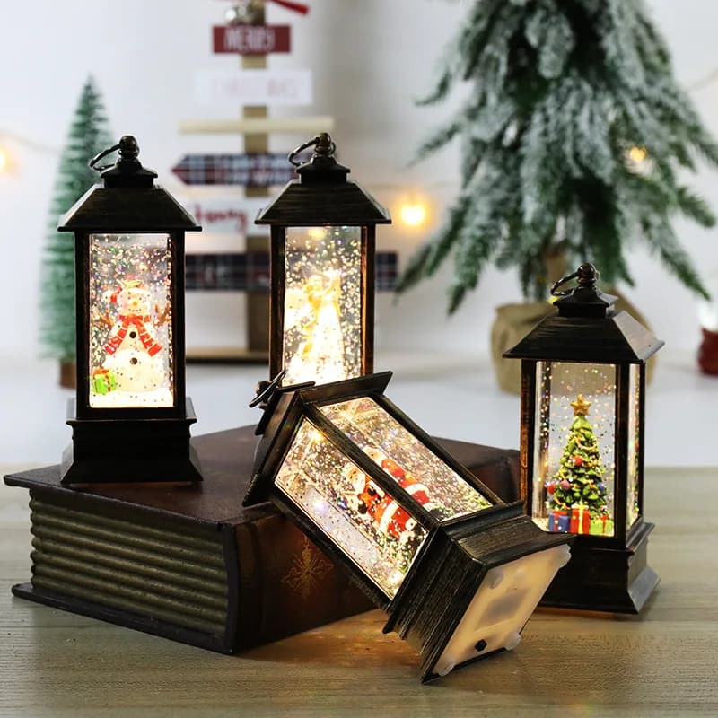 Luci del vento a LED di Natale Babbo Natale Pupazzo di neve Decorazione della luce del vento quadrata Decorazione domestica Ornamenti natalizi Luci notturne per le vacanze Regali
