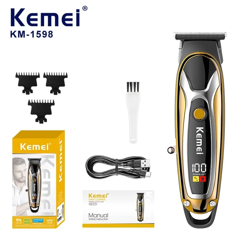 KEMEI Km-1598 Men's Electric Haircut Cutters Wireless Haircuts Powered via USB Made in China