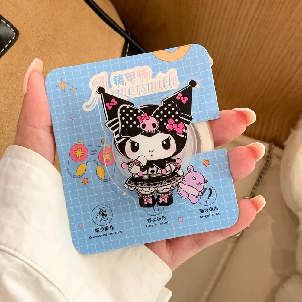 Supporto Magnetico per Telefono Magsafe, Simpatico Stand Pieghevole Sanrio Kuromi Melody per iPhone Samsung, Compatibile con Ricarica Wireless