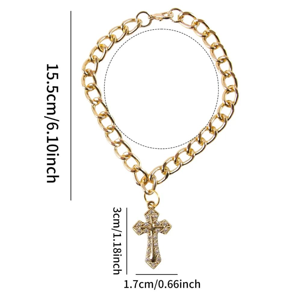 Collana con Ciondolo a Croce in Zirconi, Design Carino e Elegante, Collare Regolabile per Cuccioli, Accessori per Cani, per Eventi Cosplay