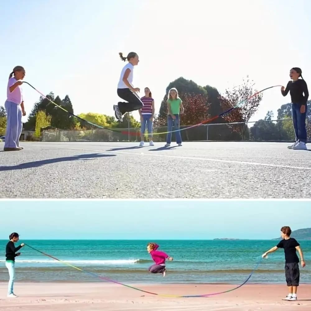 Rainbow Color Group Skipping Rope Adjustable Anti-Slip Wooden Ball Handle Exercises Fitness Tool 5M Length Speed Jump Rope For