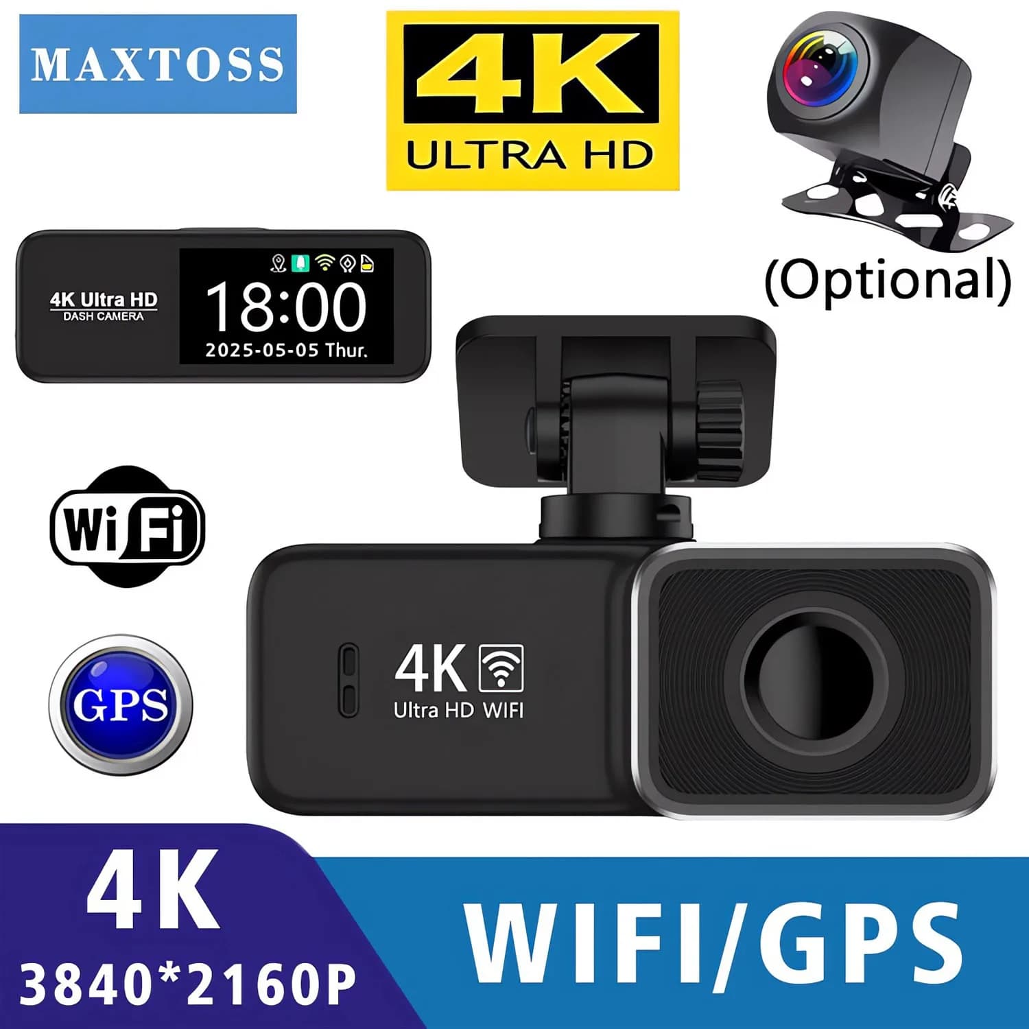 UlHD 4K 3840*2160P Dash Cam Car Camera Double lens Dvr 24H Parking Monitor Night Vision Support GPS WiFi Video