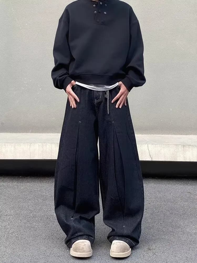 2025 Ropa Y2K Streetwear Black Baggy Jeans Pants For Men Designer Clothes Korean Casual Wide Leg Denim Trousers Pantalon Homme