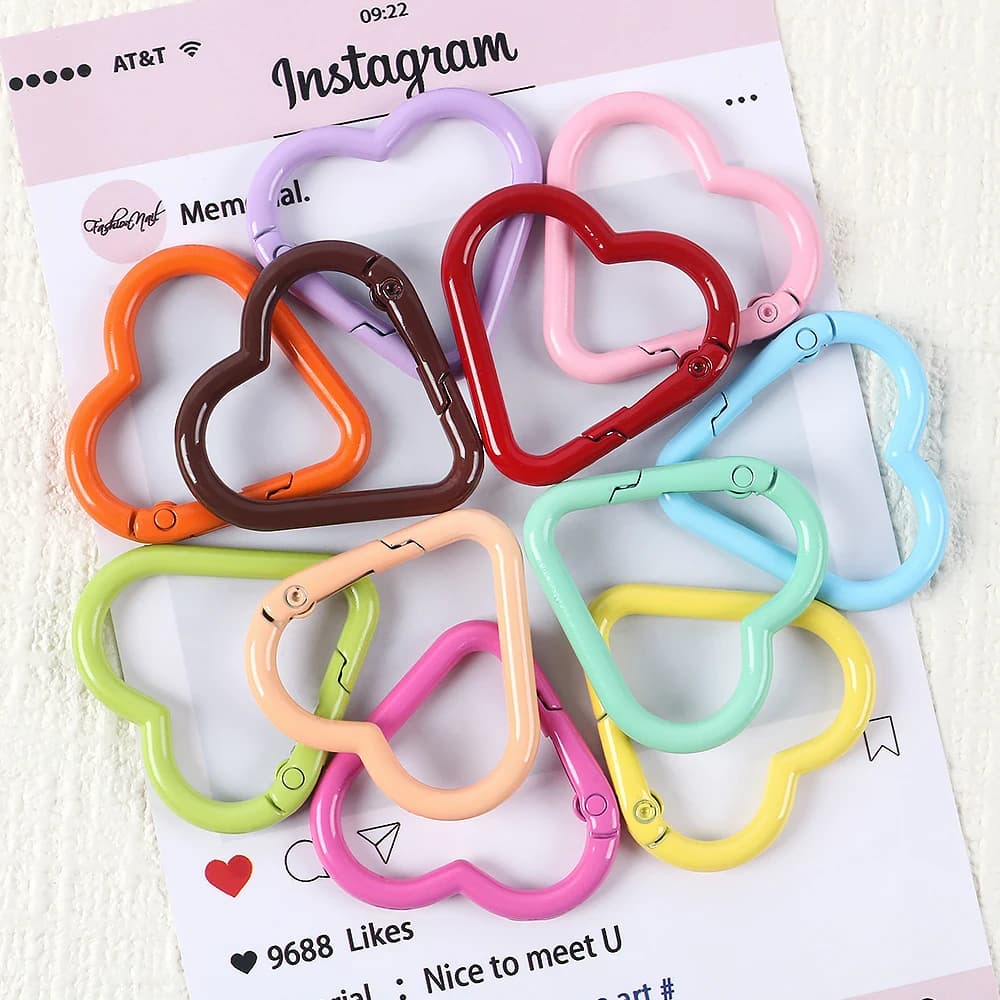 1 pz cuore in metallo chiusura a molla apribile a forma di amore moschettone portachiavi clip gancio catena per cani gioielli fai da te fibbie connettore