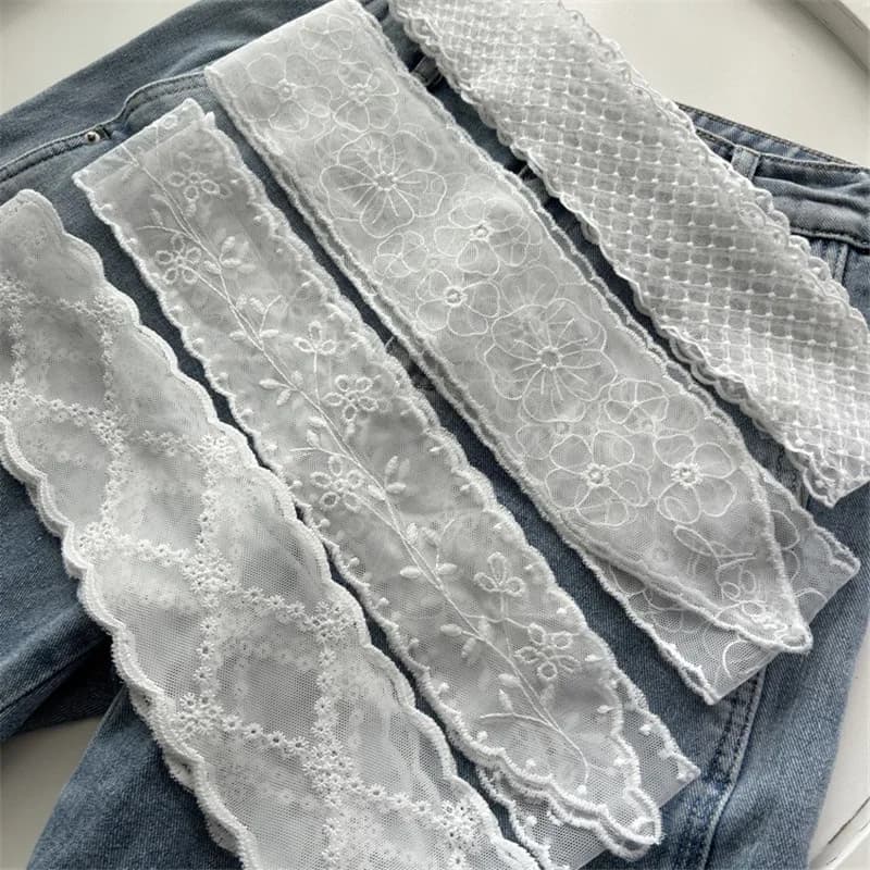 Cintura in pizzo dolce da donna per abbinare gonne e jeans, cintura in seta bianca, sciarpa lunga in seta, adatta per l'uso quotidiano