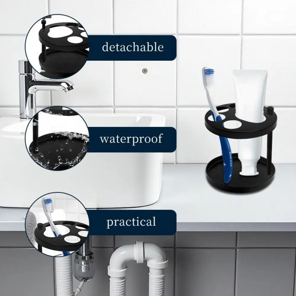 Spacious stainless steel toothbrush holder with ventilated slots Non-slip electric brush holder