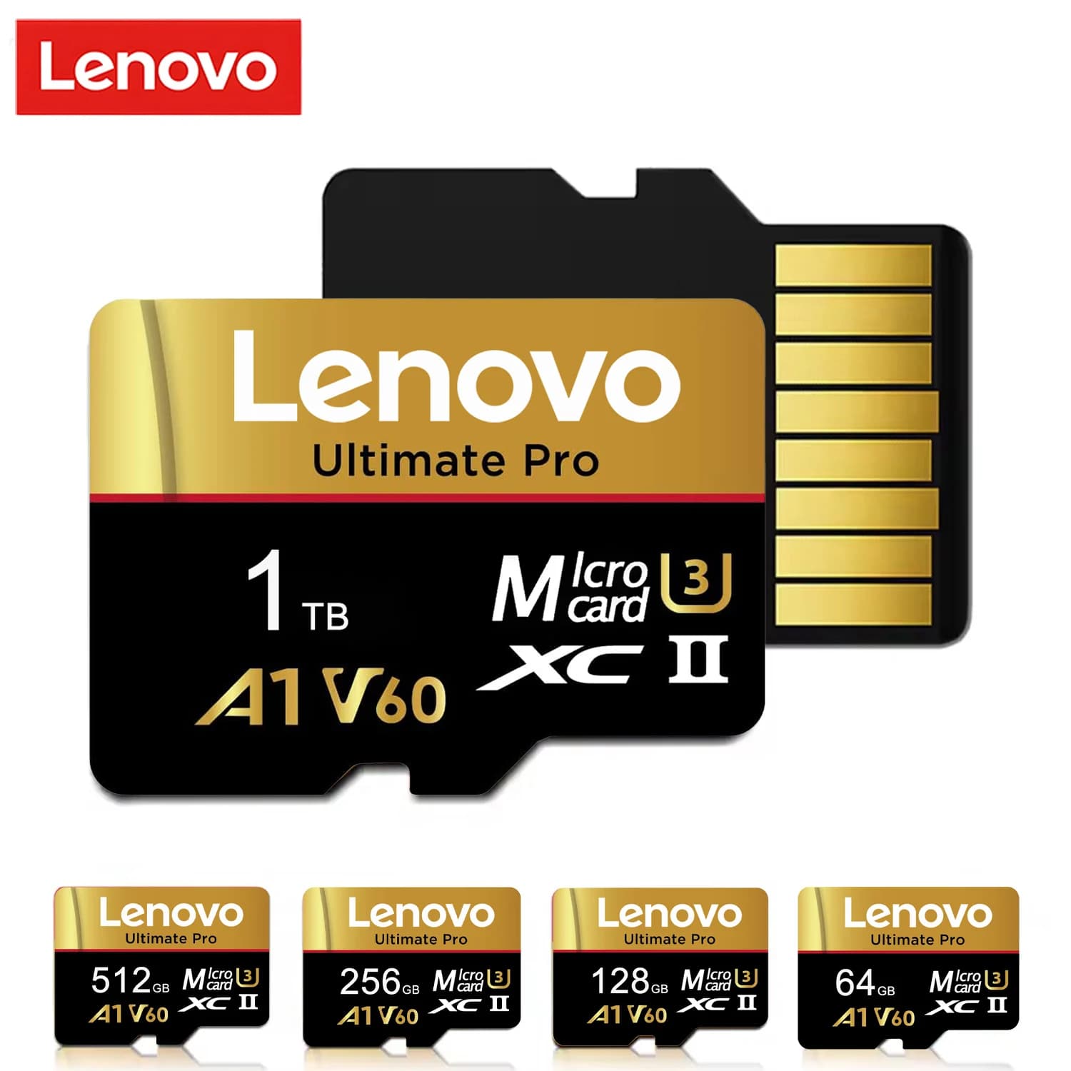Scheda di Memoria Lenovo SD U3 V30 ad Alta Velocità 128GB 256GB 512GB MicroSD A2 Classe 10 TF per Smartphone/Tablet/Fotocamera