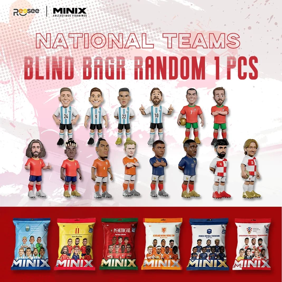 MINIX National Teams Mystery Blind Bag, 6 Squadre (Argentina, Portogallo, Francia, ecc.) 14 Giocatori Stellari, Regalo Sportivo da Collezione