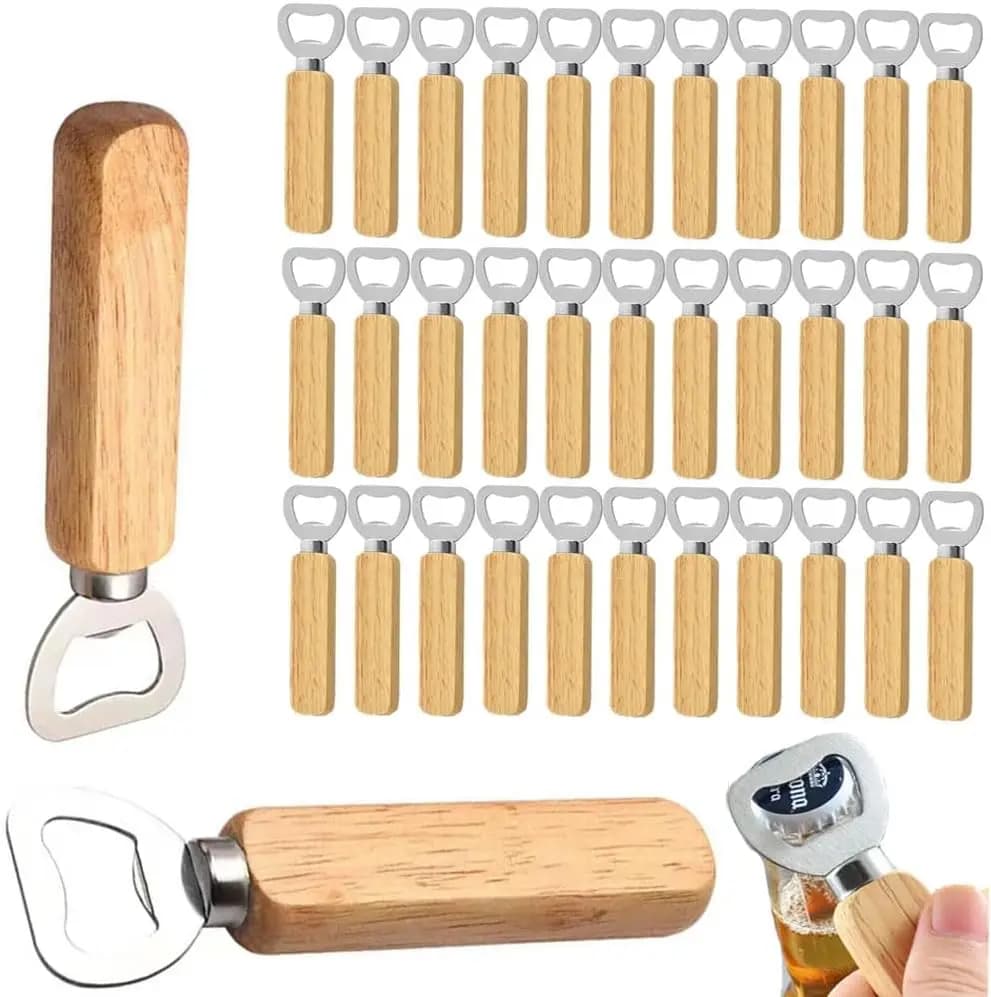 Apribottiglie in legno Apriscatole per birra Utensili da bar da cucina per la casa Maniglia per la casa Gadget per tappo in vetro per vino e soda portatili