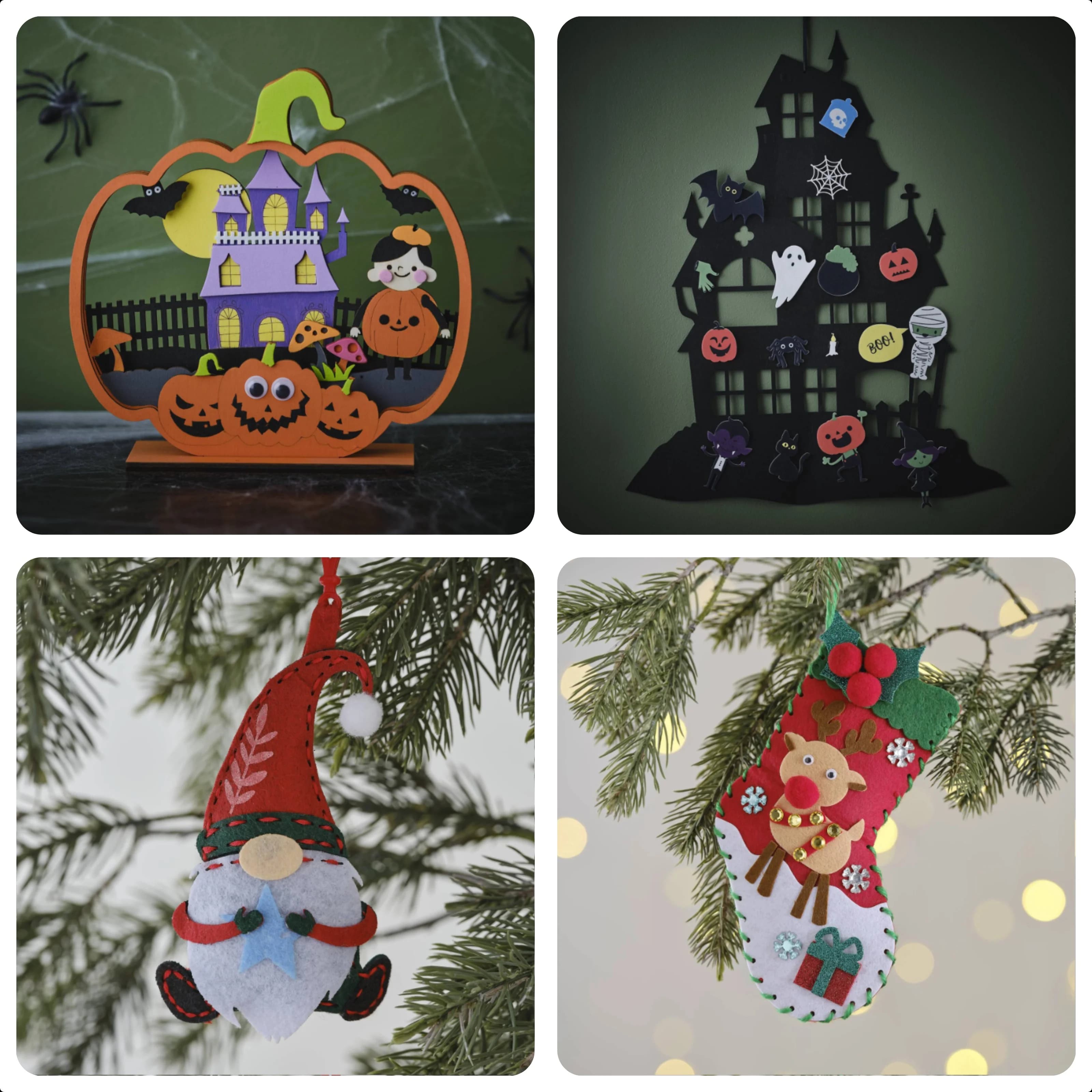 Halloween Scene Haunted House Christmas Gnome Felt Sewing Kit Cutting Dies for New 2025 Scrapbooking Card Making Craft Supplies