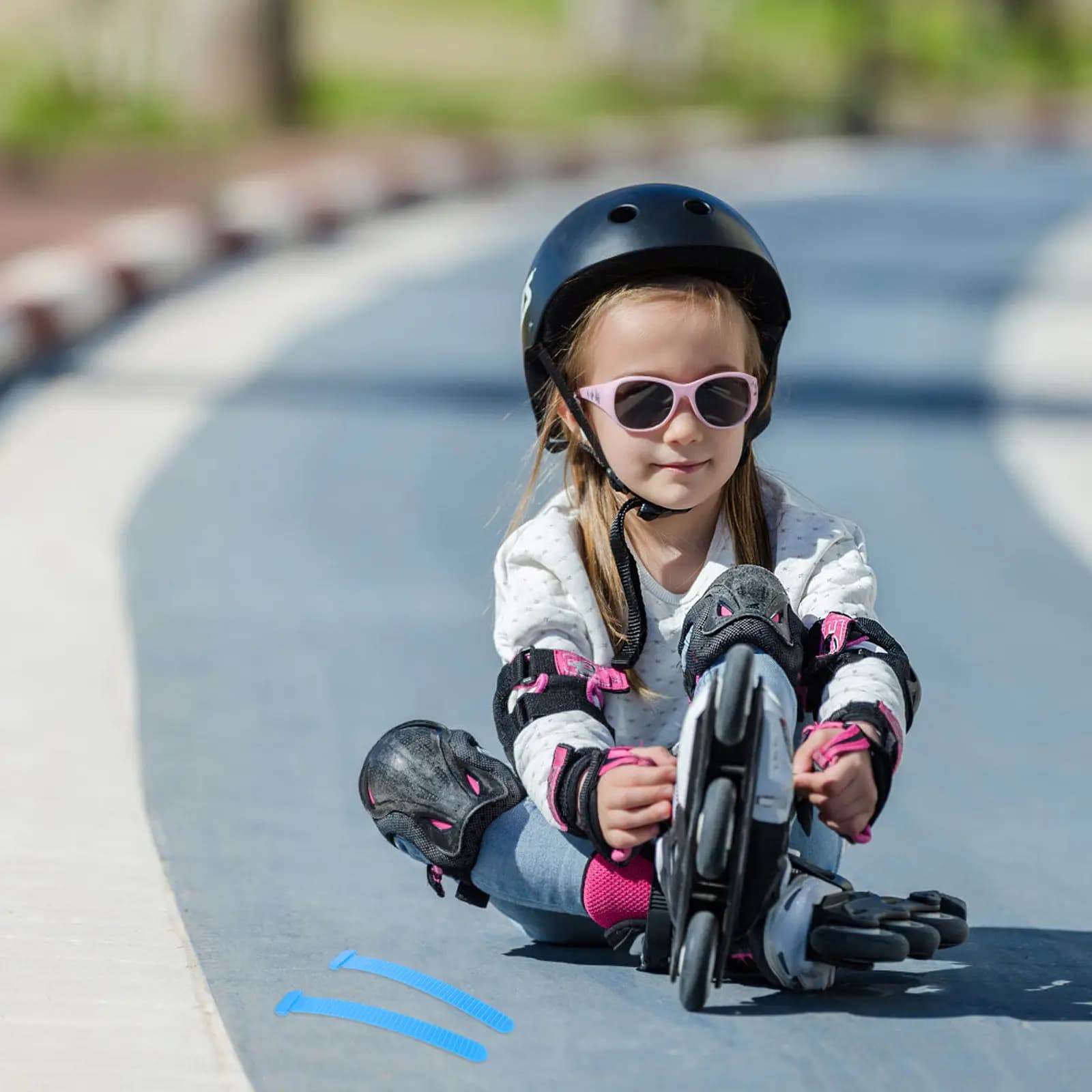 2 Pezzi Cinghie di Ricambio per Pattini a Rotelle per Bambini, Fibbia Blu Regolabile, Cinghia di Fissaggio Universale per Snowboard e Pattini a Rotelle