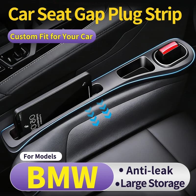 Striscia di chiusura per il vuoto tra i sedili dell'auto per BMW, organizer per riporre oggetti tra i sedili anteriore del conducente e del passeggero, anti-perdita.