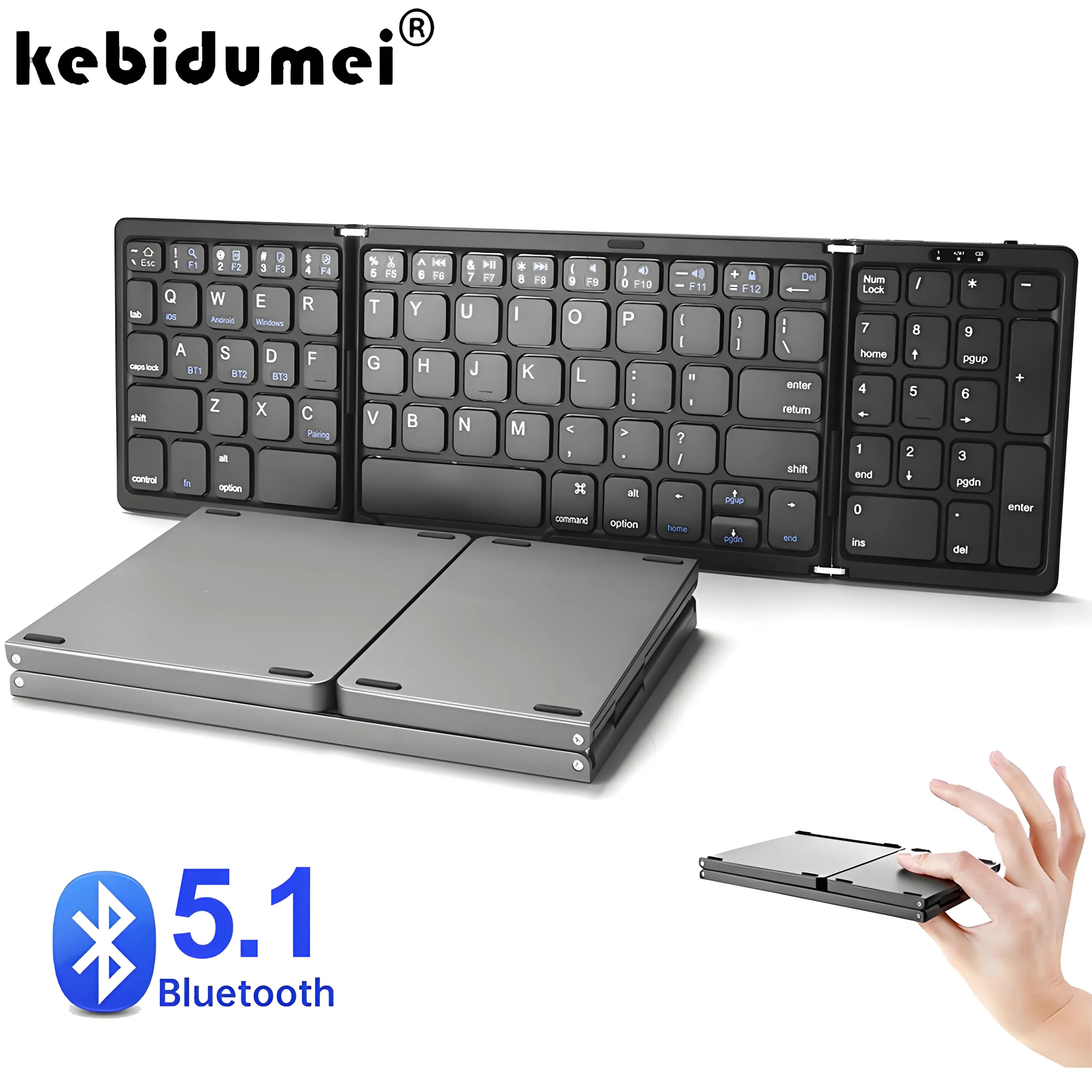 Tastiera Bluetooth wireless pieghevole Tastiera pieghevole ricaricabile Mini tastiere portatili per PC Mac Smartphone Windows iOS