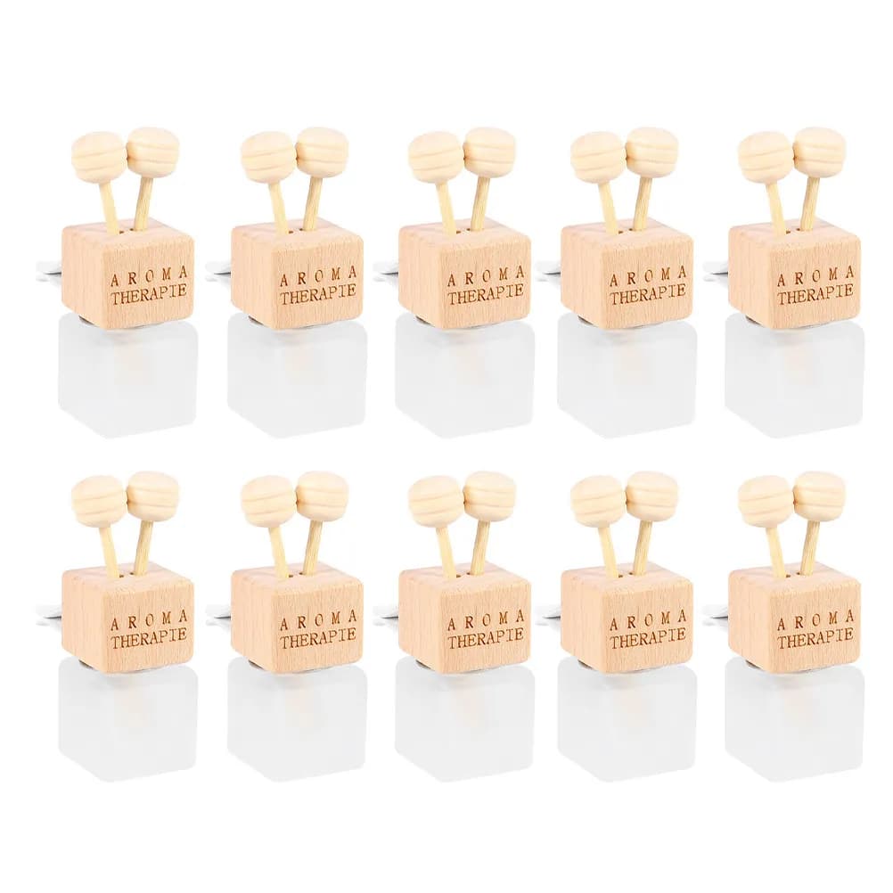 10 Pezzi Diffusore di Aromi per Auto, Bottiglia di Profumo da 8ml in Vetro e Legno, Olio Essenziale Aromatico, Deodorante per Auto, Ornamento