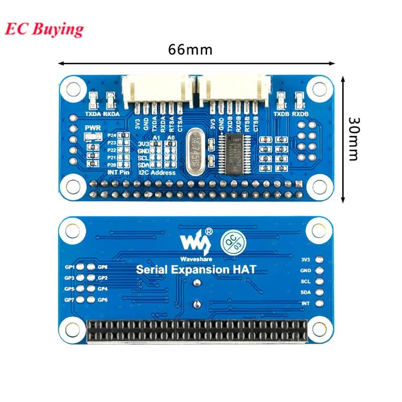 2-channel UART serial port module for Raspberry Pi 4B/3B+/Zero W Integrated serial port expansion card SC16IS752 I2C interface