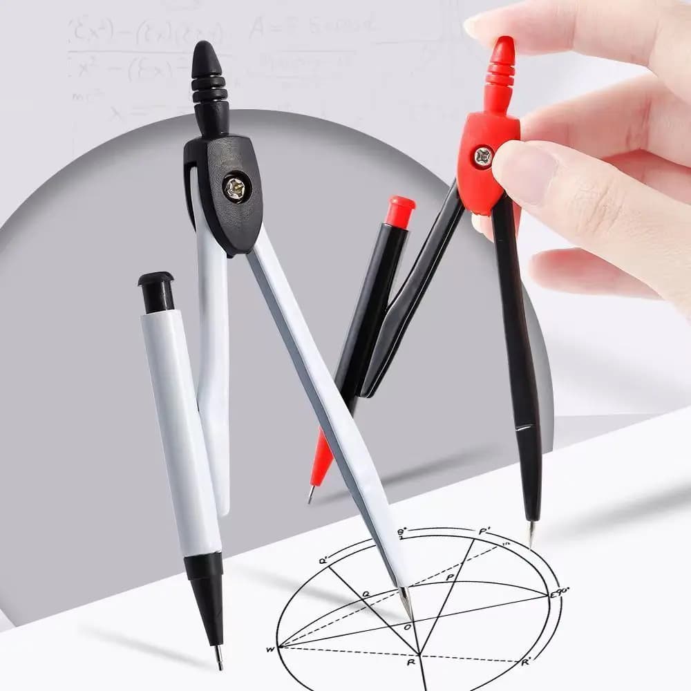 Metal Compass Professional Math Geometry with Pencil Pattern School Students Drafting Draw Circle Supplies Stationery Set