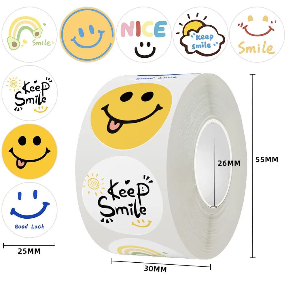 500pcs smile stickers, 1 inch cute cartoon stickers, Valentine's Day sealed stickers, holiday gifts, award charts, wedding