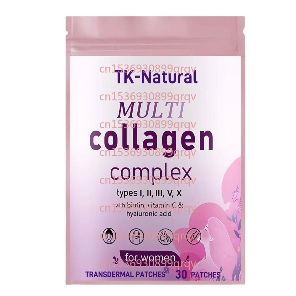 30 cerotti cerotti transdermici multi-colagene per donne e uomini con biotina, acido ialuronico per capelli, pelle, unghie e supporto articolare
