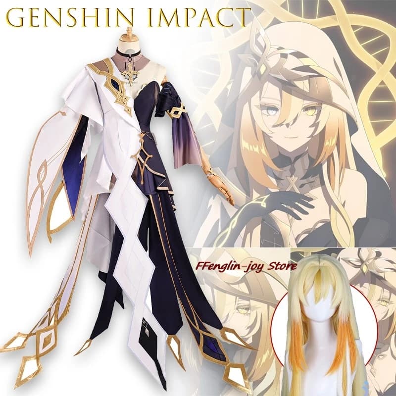 Mascara Disfraz Genshin Impact Waist Naberius Costume Cosplay Ruanmei Wig Copricapo Earri Necklace Christmas Dress