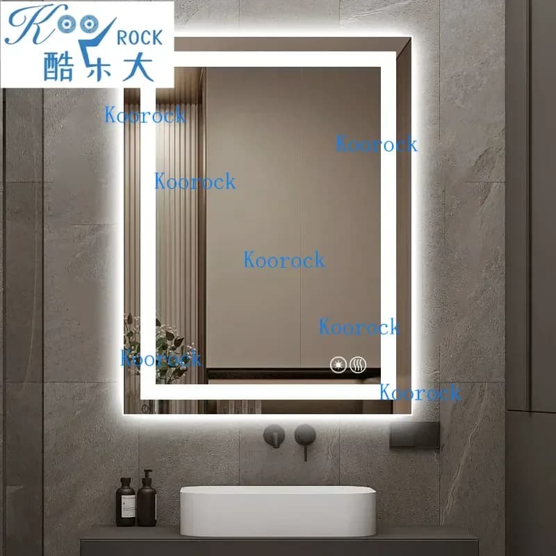 Specchio da bagno rettangolare intelligente con retroilluminazione a LED regolabile, sospensione orizzontale/verticale, controllo tramite pulsante a sfioramento, antiappannamento