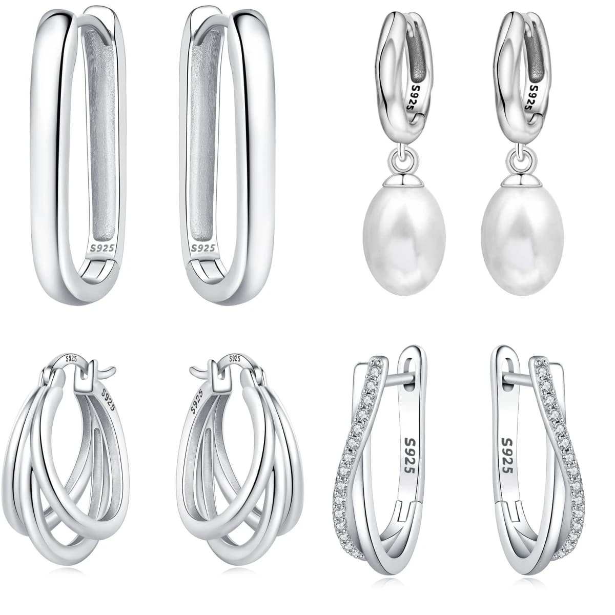 CYCUFF 925 sterling silver Simple large U-shaped earrings 2 colors Hoop Earrings Gold silver Fits Women Anniversary DIY Jewelry