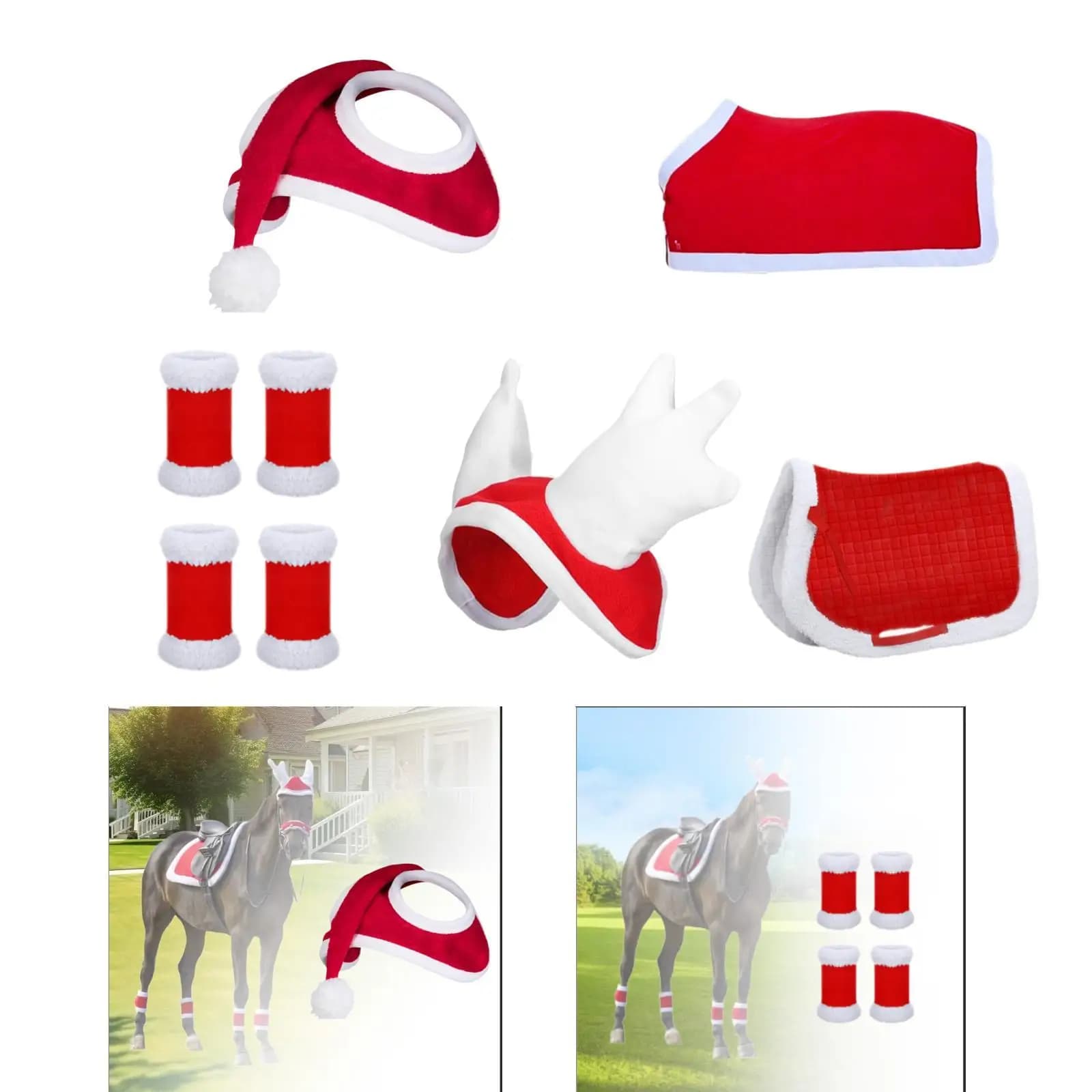 Cappello da festa per cavalli Cappello da cavallo di Natale Cappello da vacanza Gara di equitazione Attrezzatura equestre Cappello natalizio per cavallo Cappello da Babbo Natale per Natale
