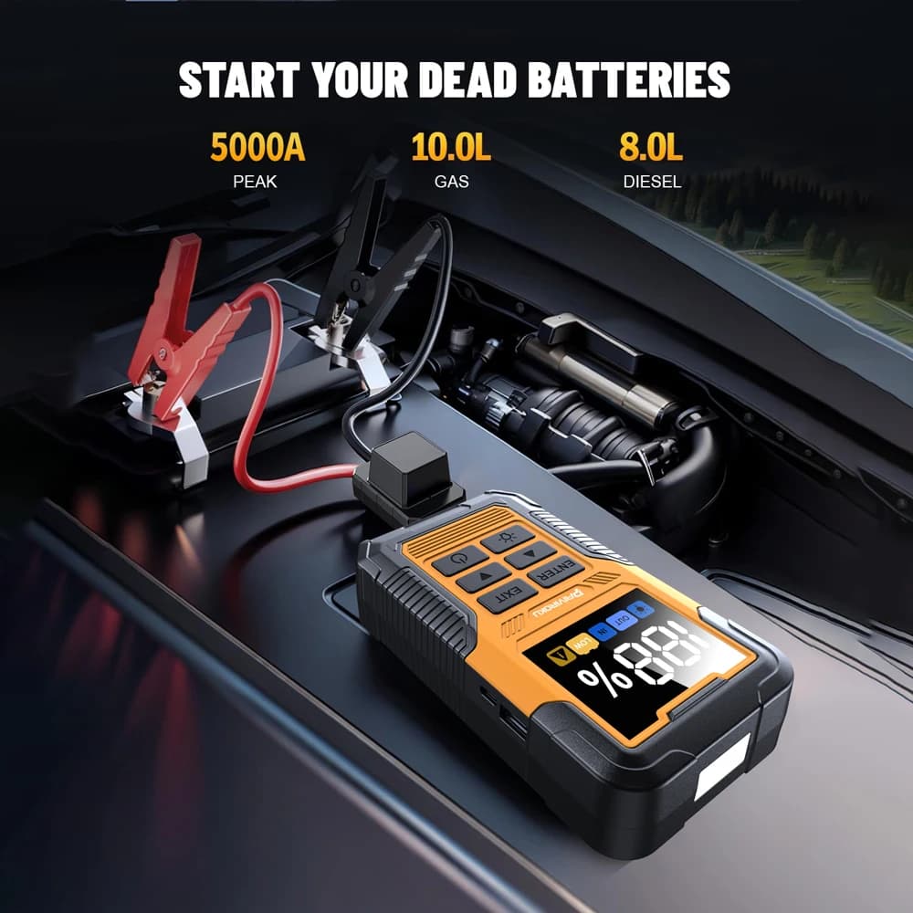 Avviatore di Emergenza per Auto 5000A con Scanner OBD2, Lettore di Codici Motore e Strumento Diagnostico per Luce di Errore del Motore e Emergenze Auto