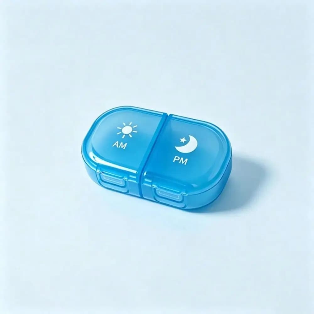 2 Compartments AM PM Pill Box, Portable Sealed Pill Organizer, Moisture-Proof Daily Medicine Storage Case For Vitamins & Supplements