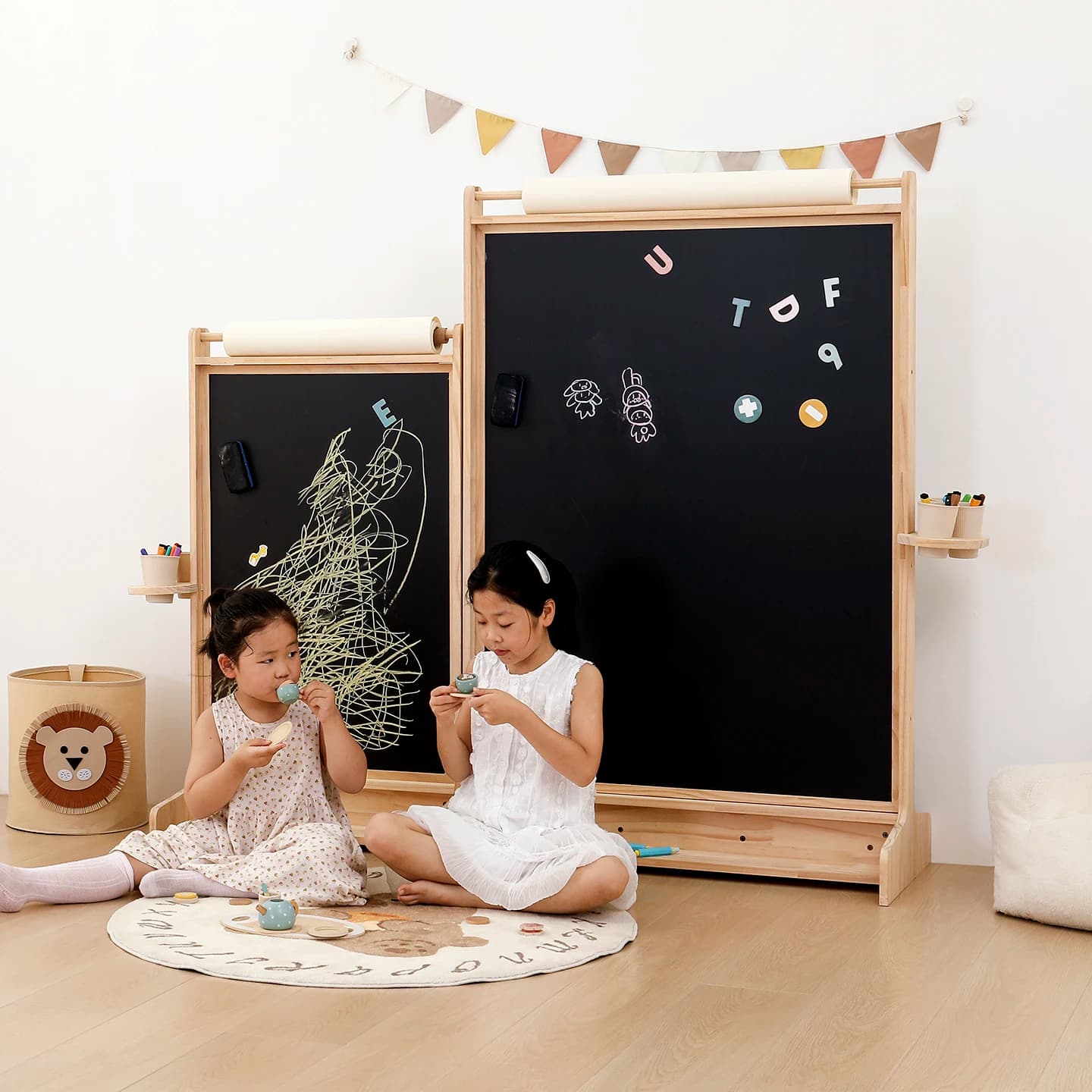 Tavolo da disegno per bambini, lavagna cancellabile, di grandi dimensioni con lavagna magnetica bifacciale senza polvere, insegnamento a casa del bambino