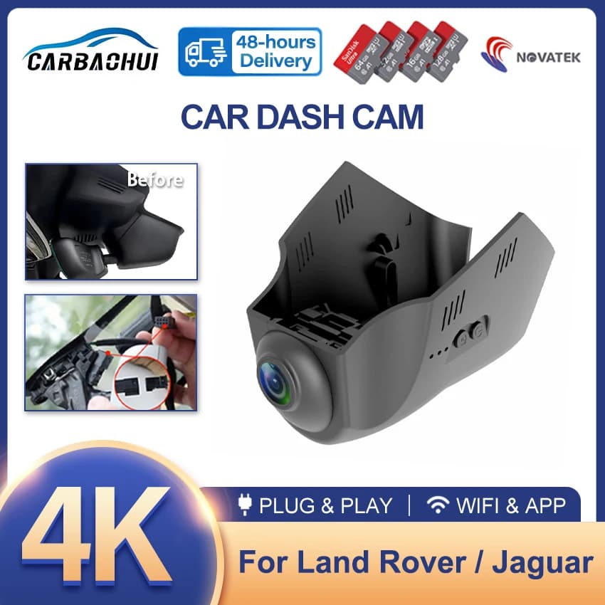 Dash Cam for Land Rover Range Rover, Sport, Evoque 2016-2022, Discovery 5 2017-2022, for Jaguar F-Type 2018-2024, Video Camera DVR Auto 4K