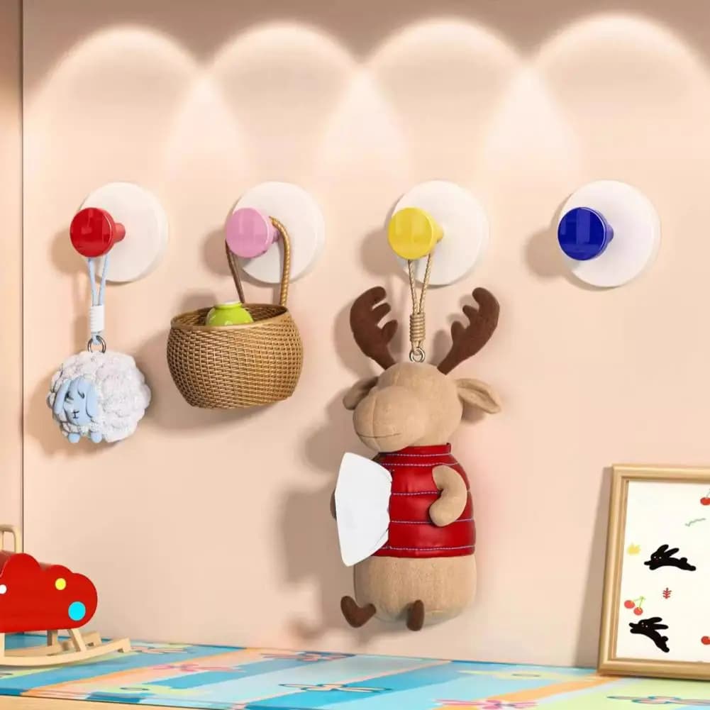Ganci a ventosa in plastica da 5 pezzi, senza trapano, forte potenza di aspirazione, ganci da parete staccabili per accessori per riporre la cucina del bagno