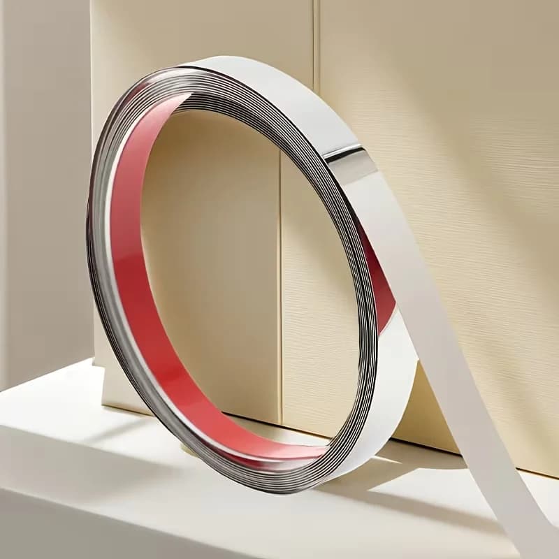 1 Pezzo Strisce Decorative in Acciaio Inox a Specchio 1cm/3cm/5cm, Adesivi Murali Argento Titanio per Bordi e Sfondi