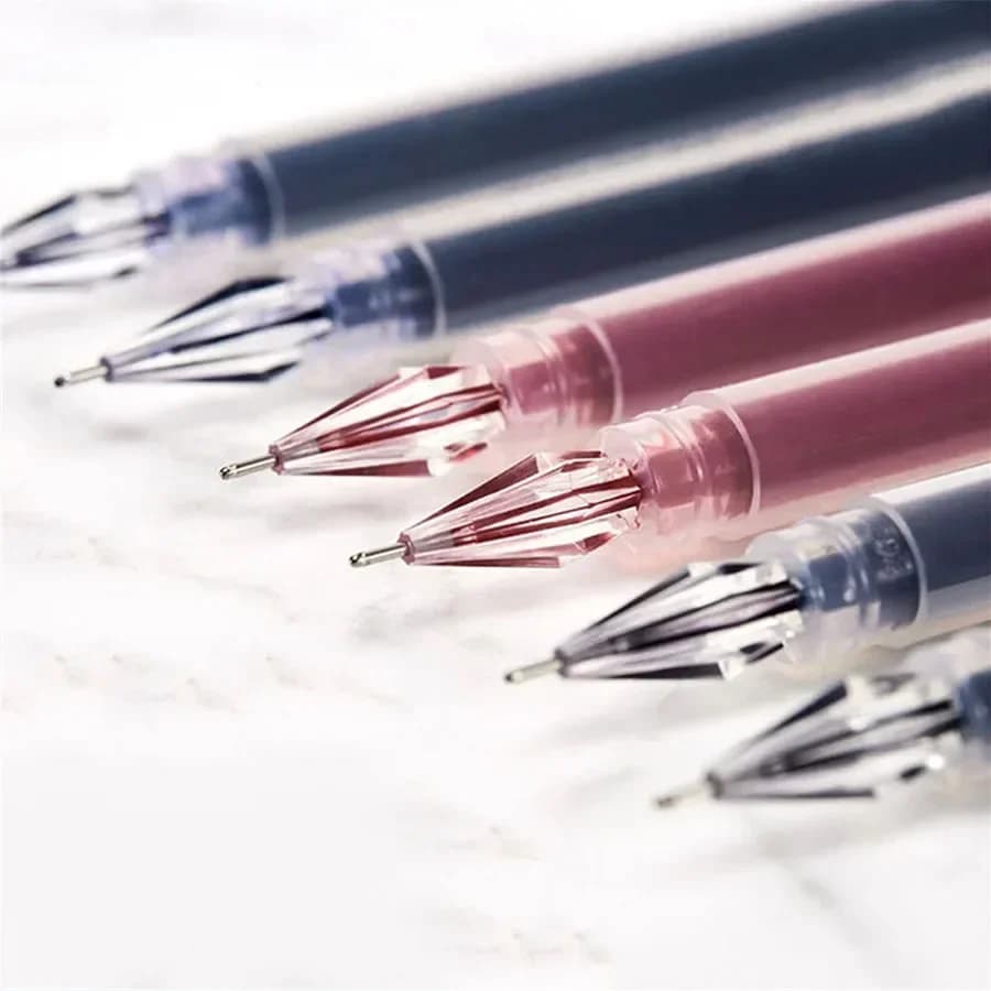 12 pezzi/mix penna gel con punta diamantata, fine 0,38 mm di grande capacità nero/blu/rosso ricarica inchiostro esame scuola forniture per ufficio cancelleria