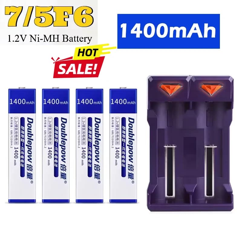 Batterie Ricaricabili Gumball Gum Stick 1.2V Ni-MH 1400mAh Ni Mh 7/5 F6 per Walkman, Lettore CD MD Portatile, Caricabatterie UK201