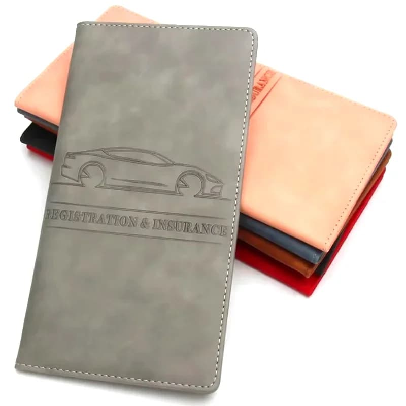 2025 Car Registration Insurance Holder Leather Men Driving License Cover Auto Documents License Storage Bag Credit Card Wallet
