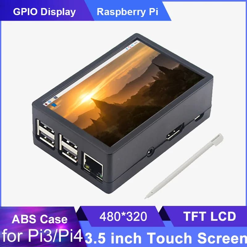 3.5 inches Raspberry Pi 3B/3B +/4B Touch Screen TFT LCD 480*320 GPIO Display Monitor ABS Case for Raspberry Pi 4 Model B 3B + 3B