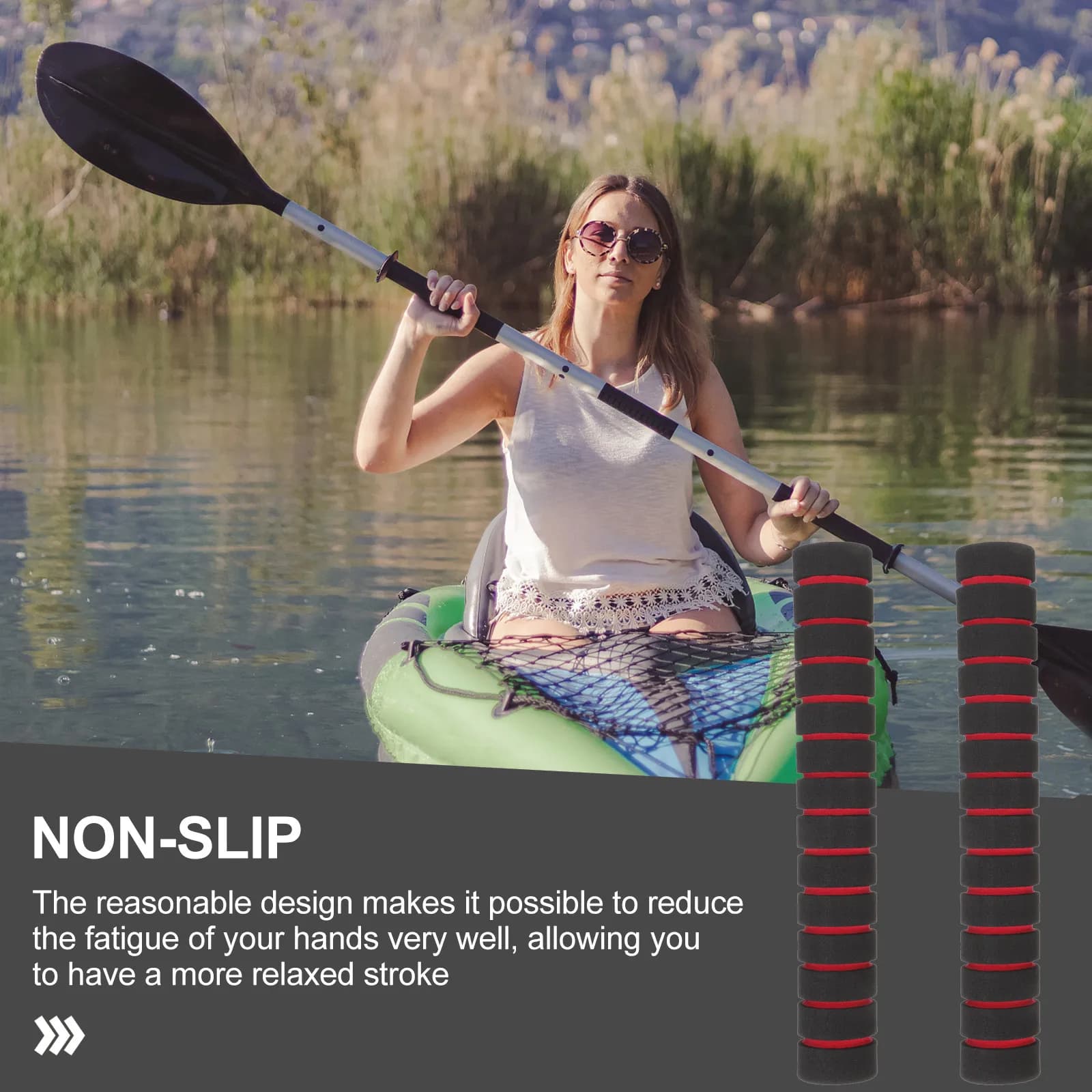 1 Paio di Impugnature Premium in Spugna per Pagaie da Kayak, Facili da Applicare, Antiscivolo, Design Ergonomico, Protezione per le Mani per Pagaie da Kayak
