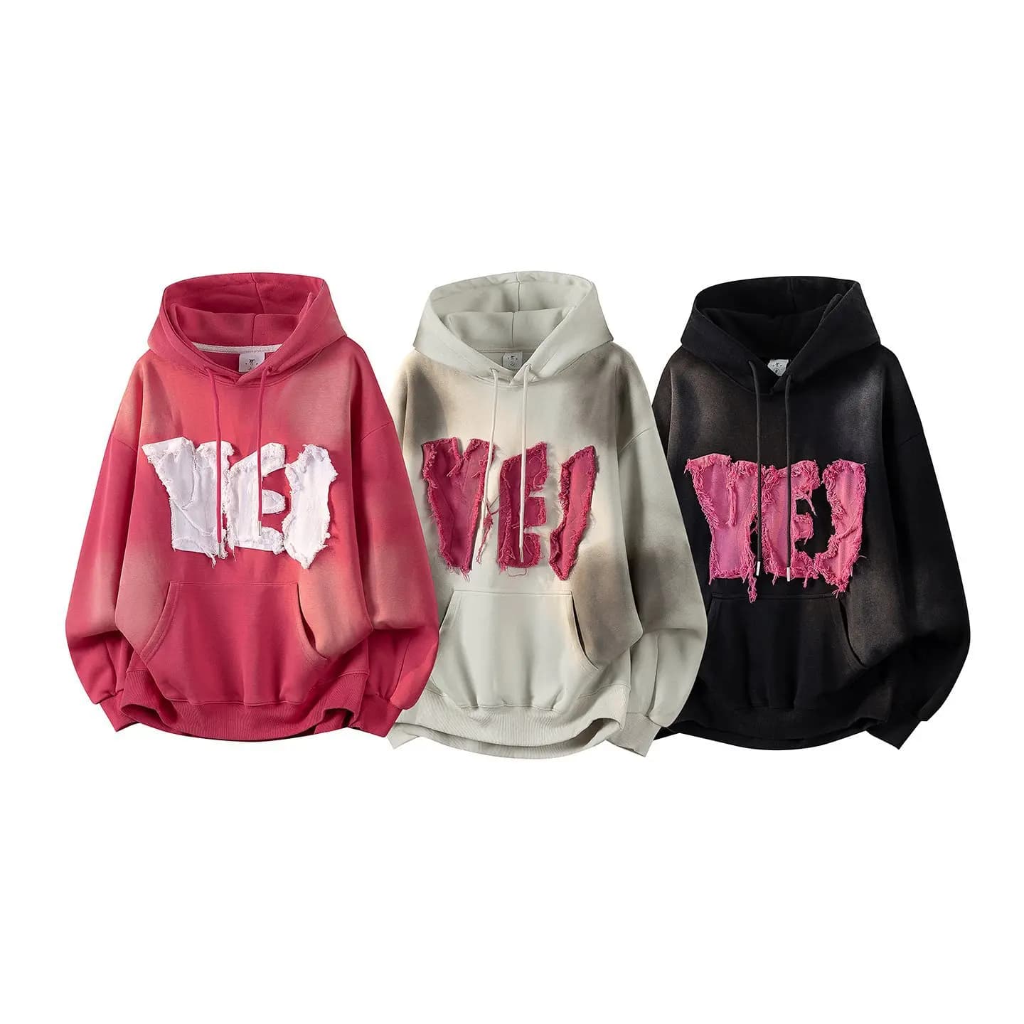 Felpa con Cappuccio da Uomo Stile Americano Lavato, Pesante, con Stampa Lettering, Casual High Street, in Misto Cotone Poliestere, per Primavera