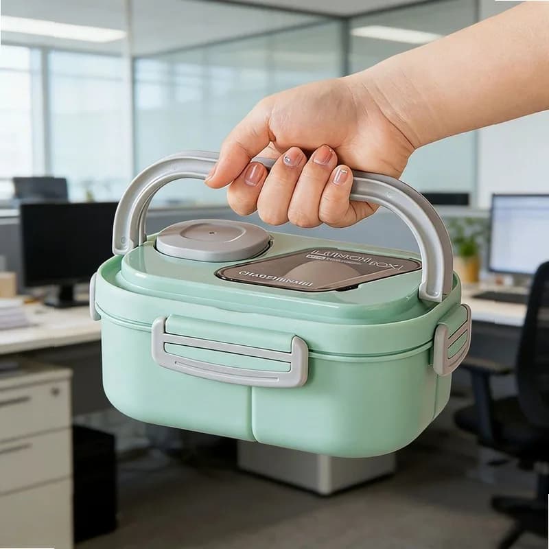 Microwave Safe Portable Double Layer Bento Lunch Box Large Capacity Salad Container with Utensils for Students Office staff