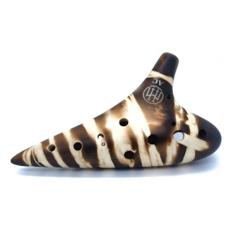 12 Hole Alto C Tone Ocarina Portable Beginner Ceramic Ocarinas Handcrafted Zebra Pattern Ocarina Professional Musical Instrument