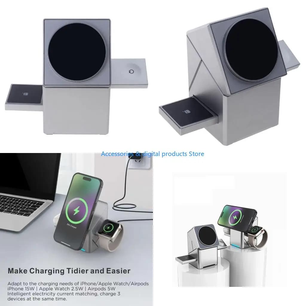 77JD Wireless Chargers Stand Auto Rotate 15W Fast with Safety Defense