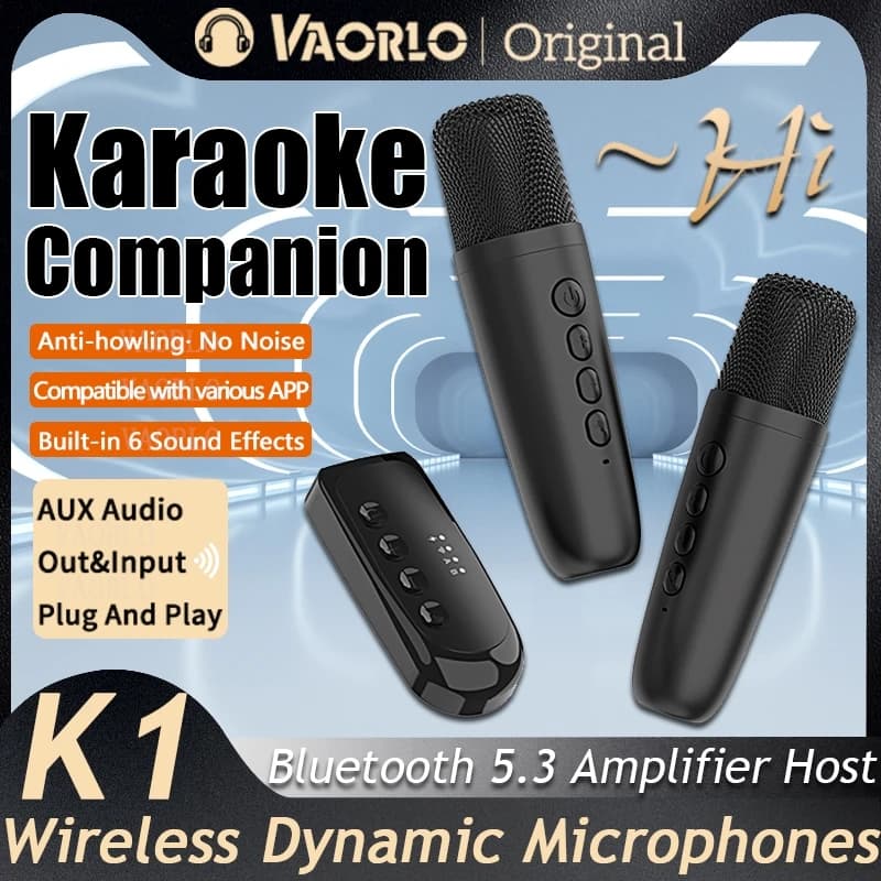 VAORLO DSK1 originale Bluetooth Wireless Moving-Coil microfoni Karaoke Companion KTV DSP Mixer per altoparlante cablato/PC/TV/Car Kit