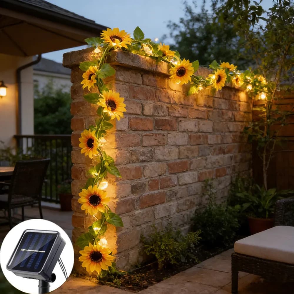 Luci a Stringa Solari a Forma di Vite Artificiale con Foglie Verdi per Decorazioni Esterne, Matrimoni, Alberi di Natale e Ghirlande