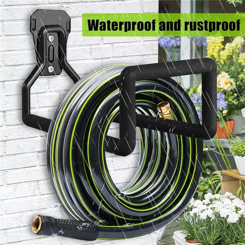 Supporto per tubo da giardino in metallo AC76, supporto da parete per tubo dell'acqua per esterni, ganci resistenti per avvolgitubo.