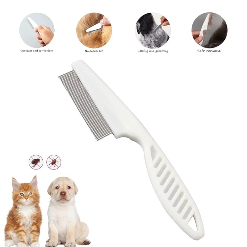 Pettine per pulci Spazzola repellente per insetti in acciaio inossidabile Pettini per la cura dei peli Strumento portatile per la rimozione della pelliccia Forniture per cani e gatti