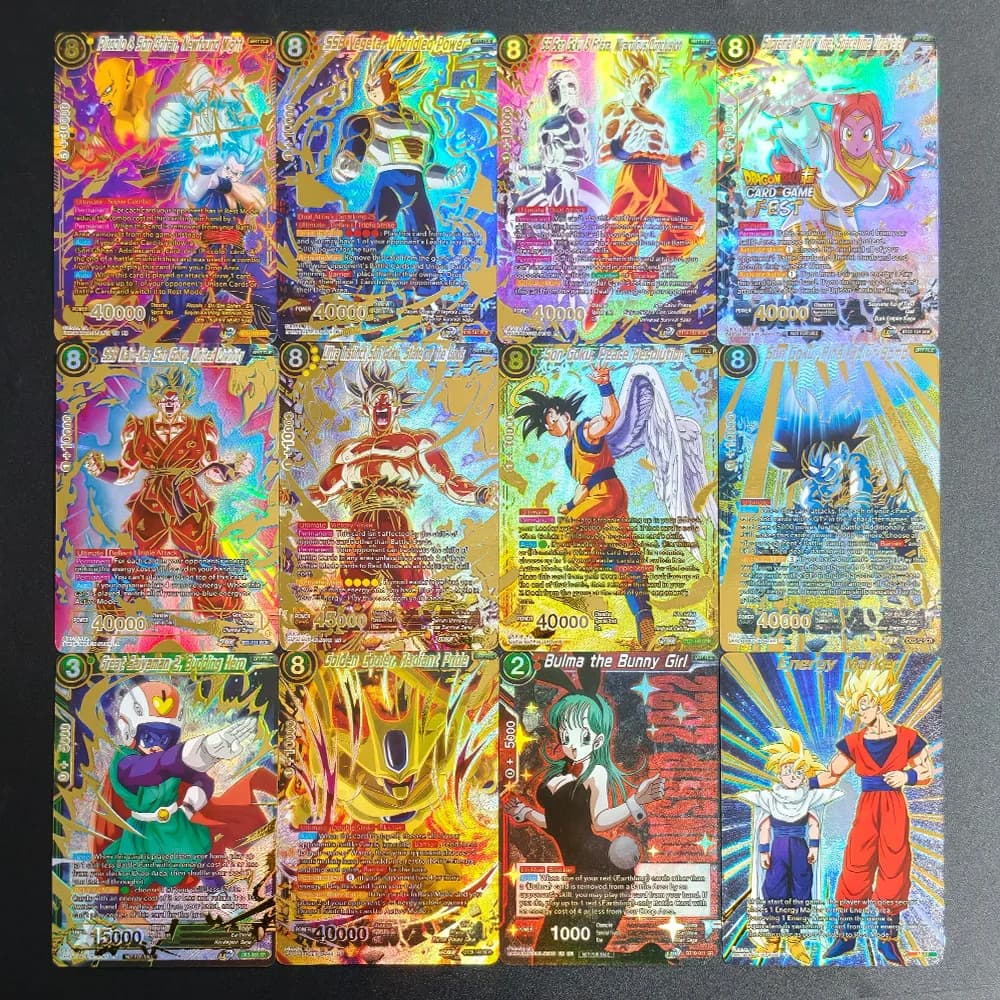 2026 DIY 12 Pezzi Carte Collezionabili Premium Dragon Ball Super TCG con Texture, Edizione Limitata EN, Vegito & Vegeta & Goku & Broly