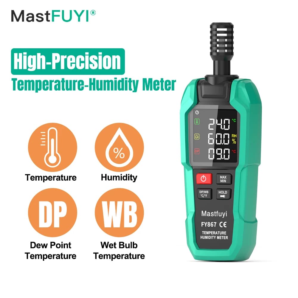 MASTFUYI Professional Digital Thermohygrometer​​ ​​Measures Wet-Bulb Temperature, Dew-Point Temperature, Ambient Humidity​