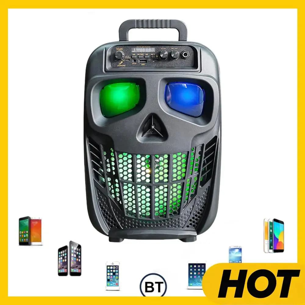 Altoparlante Portatile Wireless a Forma di Teschio, BT 5.0, Macchina per Karaoke, Cassa Acustica per Feste di Halloween, Natale, Compleanni e Regali