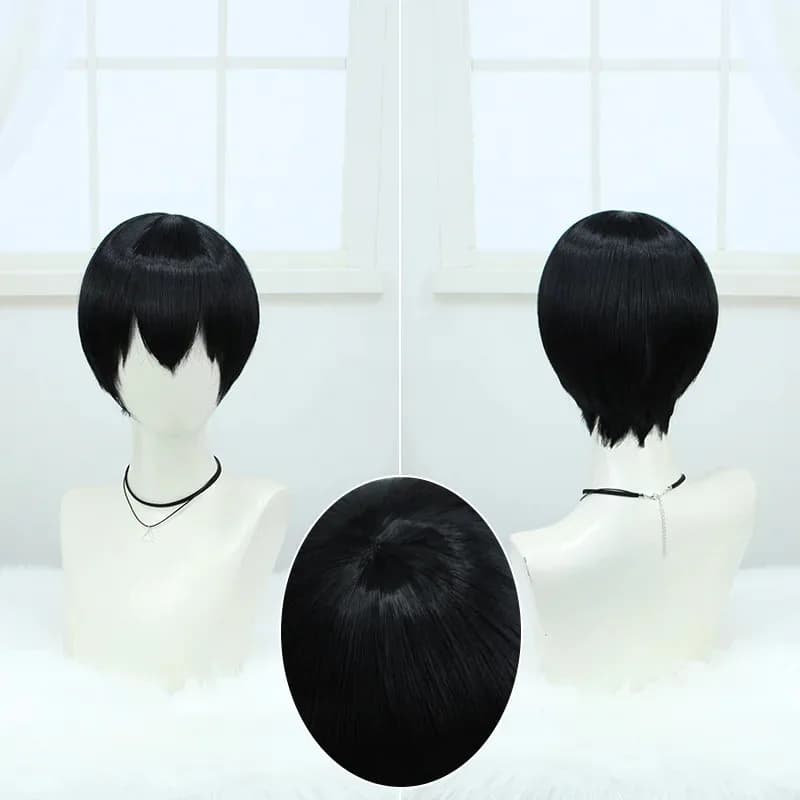 Cosplay Junior Kageyama Tobio Cos Wig Anime Style Black Wig for Men's Short Hair